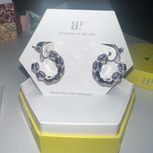 Stylish Purple Hexagon Earrings